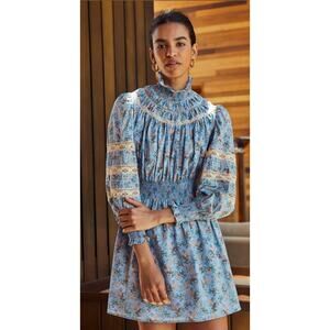 Hunter Bell | NWT Ryan Dress Ditsy Blue Floral Long Sleeve | Sz XS